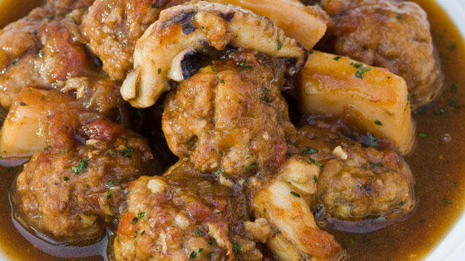 Meatball and cuttlefish stew